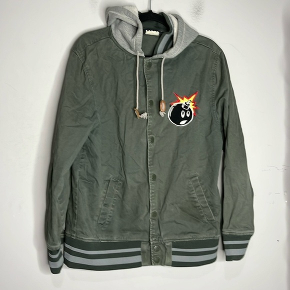 The Hundreds Other - The Hundreds Reloaded Green Varsity Hooded Canvas Jacket Bomb Mens, Size L